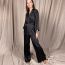 Fashion Dark Green Polyester Lace-up Long-sleeved Trousers Pajama Set