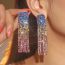 Fashion Twenty One# Geometric Diamond Tassel Gradient Earrings