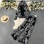 Fashion Apricot Acrylic Printed Hooded Sweater High-waisted Wide-leg Pants Suit