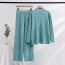 Fashion Pink Acrylic Knitted Stand Collar Sweater Wide Leg Trousers Suit