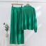Fashion Navy Blue Acrylic Knitted Long-sleeved Sweater Wide-leg Pants Suit