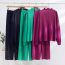 Fashion Purple Red Acrylic Knitted Long-sleeved Sweater Wide-leg Pants Suit