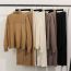 Fashion Brown Acrylic Knitted Pullover Turtleneck Sweater Wide Leg Pants Suit