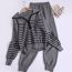 Fashion Black Acrylic Knitted Striped Lapel Sweater And Legged Trousers Set