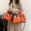 Fashion Large Orange Pu Large Capacity Crossbody Bag