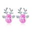 Fashion 1 Pair Pink Alloy Diamond Antler Stud Earrings