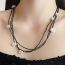 Fashion Black Acrylic Geometric Beaded Shaped Pearl Necklace