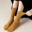 Fashion Brown Wool Double-needle Striped Mid-calf Socks