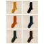 Fashion Brown Wool Double-needle Striped Mid-calf Socks