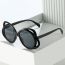 Fashion Black Frame All Gray Film Round Frame Hollow Sunglasses
