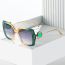 Fashion Green And Yellow Frame Double Gray Piece Pc Square Sunglasses