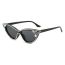Fashion Black Frame All Gray Film Pc Diamond Cat Eye Sunglasses