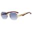 Fashion Gold Frame Gradient Tea Slices Rimless Cut-edge Sunglasses