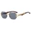 Fashion Gold Frame All Gray Piece Rimless Cut-edge Sunglasses