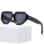 Fashion Glossy Black Framed Gray Film Pc Irregular Sunglasses