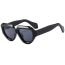 Fashion Glossy Black Framed Gray Film Pc Irregular Sunglasses