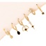 Fashion Gold Copper Inlaid Zircon Starburst Earring Set Of 6 Pieces