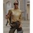Fashion Gold Gilded Crew Neck Sweater