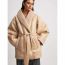 Fashion Light Brown Lambswool Lapel Lace-up Coat