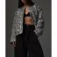 Fashion Silver Polyester Sequined Crew Neck Jacket