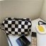Fashion Black And White Small Grid Velvet Printed Large Capacity Pencil Case