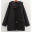 Fashion Black Polyester Buttoned Hooded Jacket