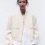 Fashion Off-white Polyester Stand Collar Buttoned Jacket