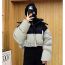 Fashion Color Matching Contrast Stand Collar Hooded Jacket