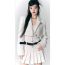 Fashion White Polyester Lapel Single Button Blazer Buttoned Lace Skirt Suit