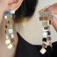 Fashion Curved Model Gold And Silver Color Block Tassel Earrings