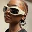 Fashion Silver Frame Gray Piece Pc Special-shaped Irregular Sunglasses