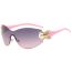 Fashion Pink Frame Gray Powder Pc Irregular Rimless Sunglasses