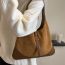 Fashion Red-brown Contrast Color Suede Large Capacity Shoulder Bag