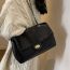 Fashion Black Pu Lock Flap Large Capacity Shoulder Bag