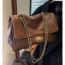 Fashion Brown Pu Lock Flap Large Capacity Shoulder Bag