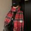 Fashion Pink Cotton Polyester Check Fringed Scarf