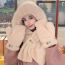 Fashion Wave Pattern Fur Collar Hat-pink Cotton Polyester Patch Knitted Collar Scarf And Gloves Integrated Hood