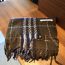 Fashion Brown Cotton Checked Fringed Scarf