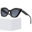 Fashion Light Tea Rice Nail Cat Eye Large Frame Sunglasses