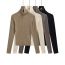 Fashion Chinese Coffee Polyester Stand Collar Buttoned Knitted Sweater