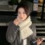 Fashion 2d Brown Solid Color Knitted Patch Scarf
