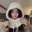 Fashion 1k Milk White Wool Knitted Neck Gaiter Integrated Hood With Hood