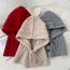 Fashion 3k Gray Wool Knitted Button-down Hood With Scarf