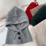 Fashion 6k Green Wool Knitted Button-down Hood With Scarf