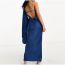 Fashion Blue One Shoulder Long Sleeve Asymmetric Maxi Dress