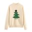 Fashion Beige Christmas Tree Jacquard Knit Sweater