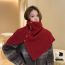 Fashion 6k Solid Color Brown Solid Color Knitted Buttoned Slit Shawl Fake Collar