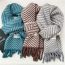 Fashion 8 Brown Folded Striped Patch Scarf