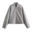 Fashion Grey Polyester Zipper Stand Collar Jacket