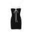 Fashion Black Patchwork Drawstring Suspender Skirt